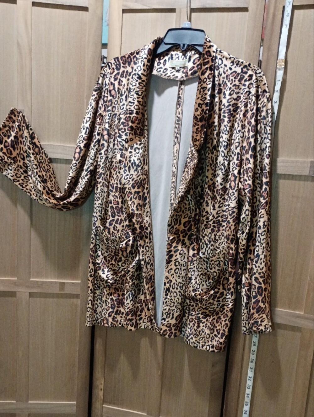 Leopard Print Open-Front Blazer in Tan/Brown